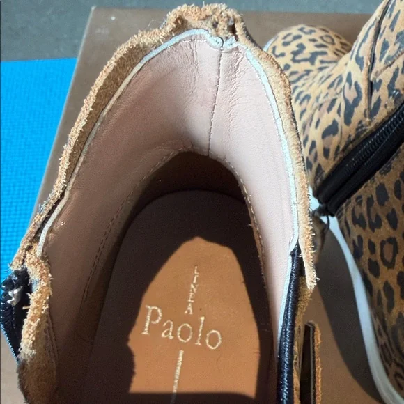 Paolo Leopard Print Wedge Sneaker Boot - Tan and Black size 8 1/2 - Picture 4 of 6